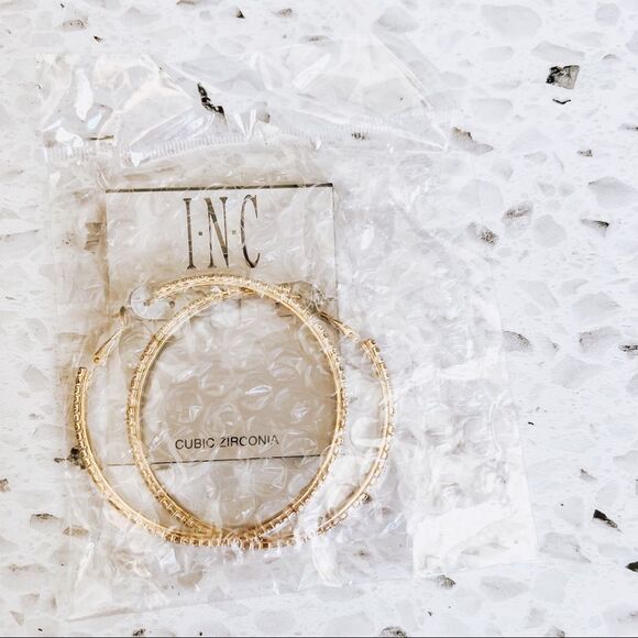 INC WOMEN'S Gold 60mm Cry Hoop Earring NWT - Picture 1 of 6